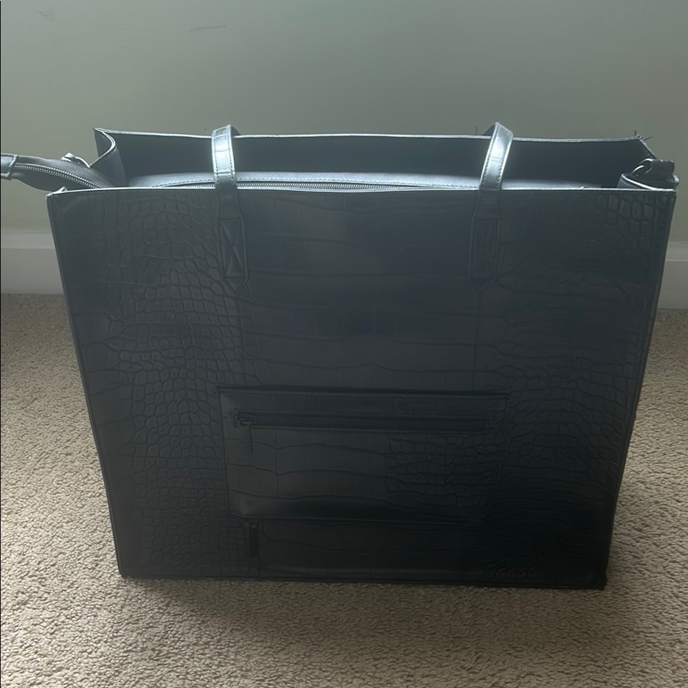 BEIS Black Croc-Embossed Carryall